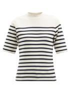 Matchesfashion.com Frame - Striped Organic-cotton T-shirt - Womens - White Multi