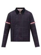 Thom Browne - Grosgrain-armband Checked Wool Jacket - Mens - Navy