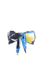 Matchesfashion.com Cala De La Cruz - Bimba Floral-print Knot-front Bandeau Bikini Top - Womens - Blue Print