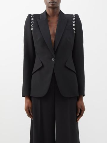 Alexander Mcqueen - Eyelet-embellished Crepe Suit Jacket - Womens - Black