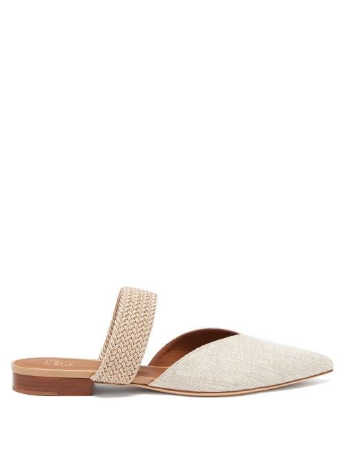 Matchesfashion.com Malone Souliers - Maisie Woven-strap Linen Flats - Womens - Beige Multi