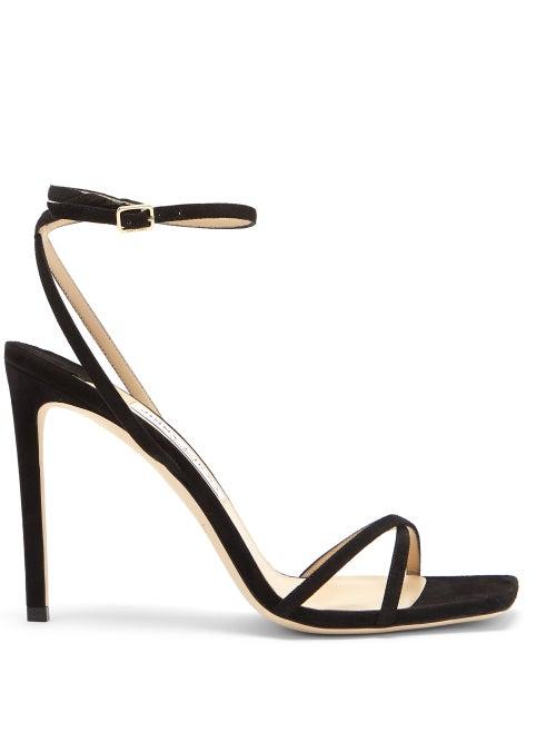 Matchesfashion.com Jimmy Choo - Metz 100 Ankle-strap Suede Sandals - Womens - Black