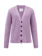 Jil Sander - Ribbed Wool And Cotton-blend Cardigan - Mens - Purple