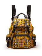 Matchesfashion.com Burberry - Small Graffiti And Vintage Check Print Backpack - Womens - Brown Multi