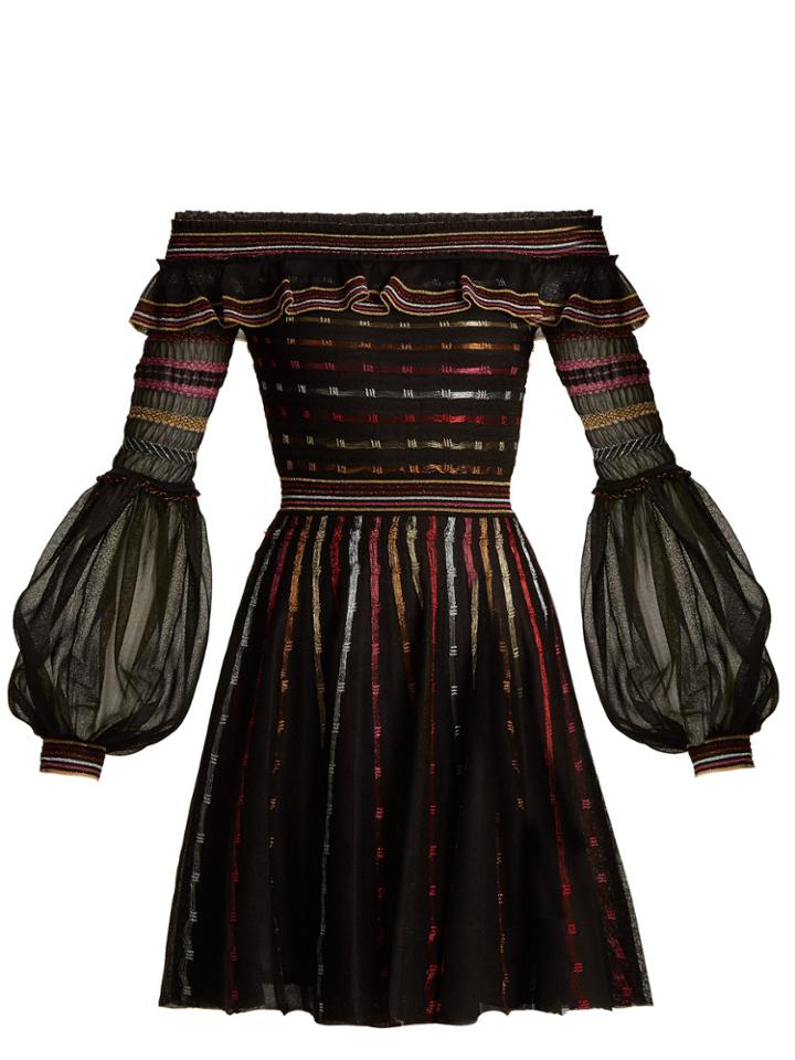 Alexander Mcqueen Off-the-shoulder Silk-blend Dress