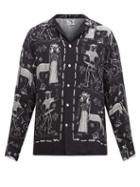 Matchesfashion.com Endless Joy - Centaur-print Cuban-collar Poplin Shirt - Mens - Black