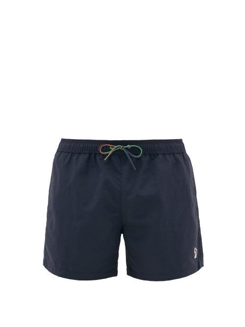 Matchesfashion.com Paul Smith - Zebra-embroidered Swim Shorts - Mens - Navy