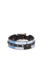 Matchesfashion.com Valentino - Rockstud Leather Bracelet - Mens - Blue