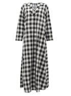 Matchesfashion.com Thierry Colson - Samia Sailor-collar Cotton-blend Gingham Dress - Womens - Black White