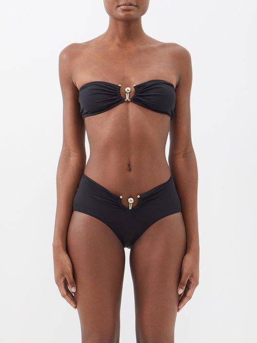 Christopher Esber - Ruched Prong Bandeau Bikini Top - Womens - Black