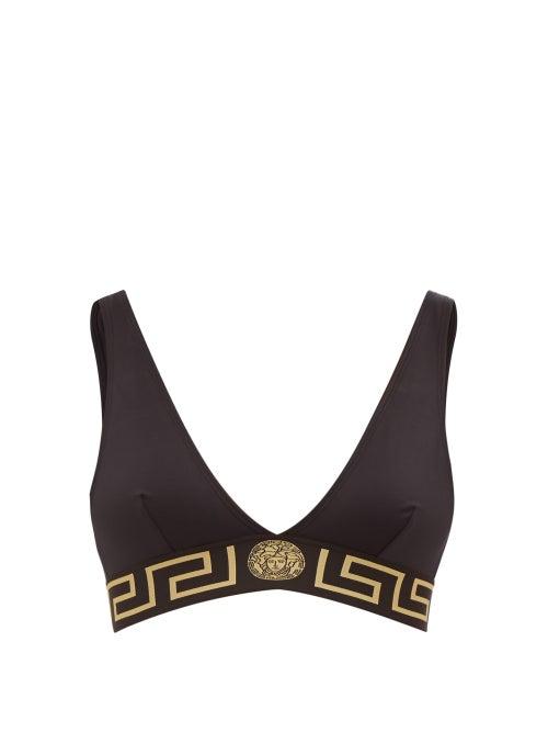 Matchesfashion.com Versace - Logo-jacquard Bikini Top - Womens - Black