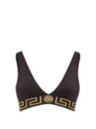 Matchesfashion.com Versace - Logo-jacquard Bikini Top - Womens - Black