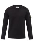 Mens Rtw Stone Island - Logo-patch Cotton-blend Sweater - Mens - Black