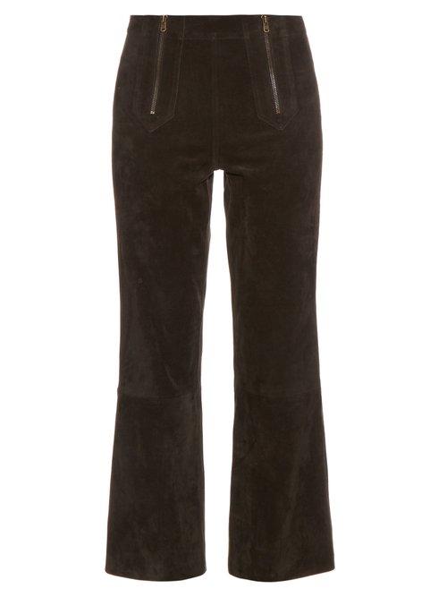 Matchesfashion.com M.i.h Jeans - Arrow Suede Cropped Trousers - Womens - Black