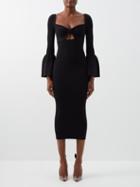 Self-portrait - Sweetheart-neckline Ribbed-jersey Midi Dress - Womens - Black