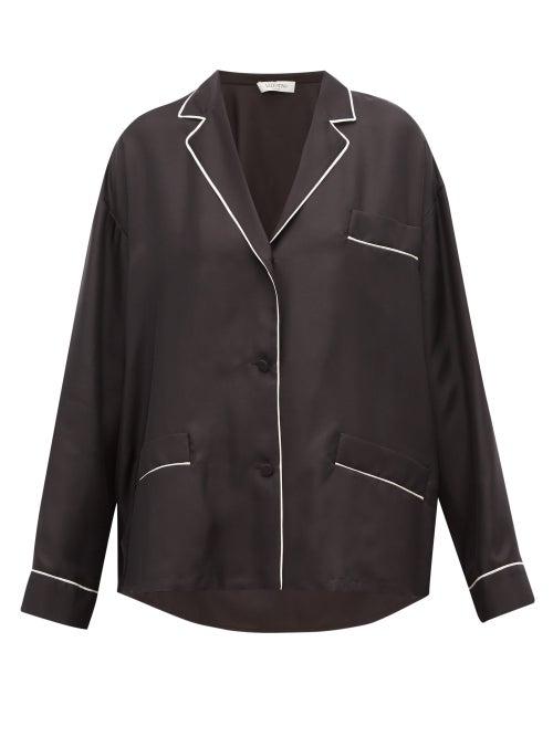 Matchesfashion.com Valentino - Silk Pyjama Blouse - Womens - Black White