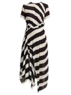 Matchesfashion.com Preen Line - Striped Asymmetric Hem Crepe Dress - Womens - Black Multi