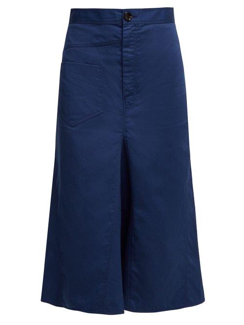 Matchesfashion.com Joseph - Beth Cotton Midi Skirt - Womens - Navy