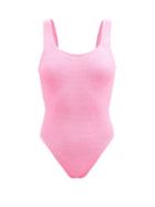 Hunza G - Square-neck Crinkle-jersey Swimsuit - Womens - Bright Pink