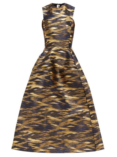Matchesfashion.com Maison Rabih Kayrouz - A Line Ikat Brocade Gown - Womens - Navy Gold