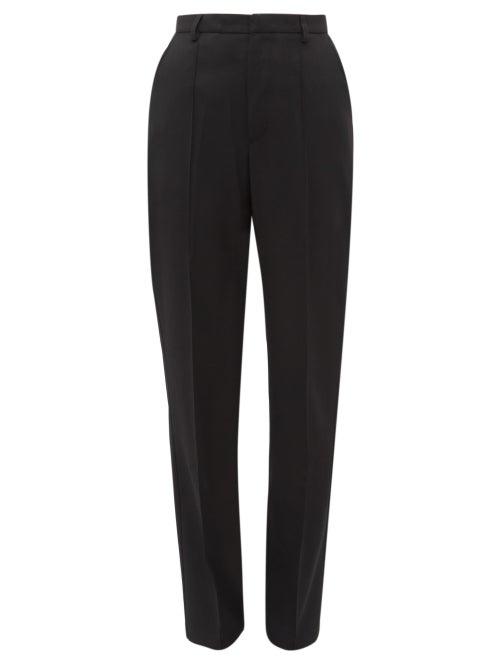 Matchesfashion.com Katharine Hamnett London - Dina Pintucked Organic Virgin Wool Twill Trousers - Womens - Black