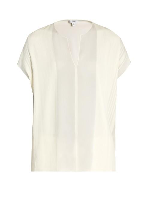 Vince V-neck Silk-georgette Blouse