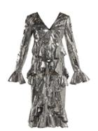 Matchesfashion.com Erdem - Desiree Ruffled Sequin Dress - Womens - Silver