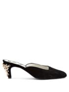 Matchesfashion.com Koch - Embellished Heel Velvet Mules - Womens - Black