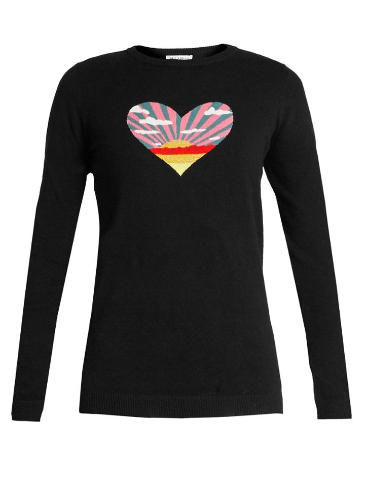 Bella Freud Sunset Heart Cotton And Cashmere-blend Sweater