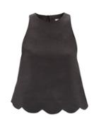 Ladies Beachwear Lisa Marie Fernandez - Scalloped-hem Linen Top - Womens - Black