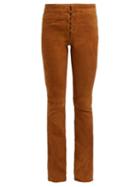 Matchesfashion.com Frame - Boot Cut Suede Trousers - Womens - Light Brown