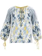 Matchesfashion.com D'ascoli - Amina Ikat-print Silk-crepe Blouse - Womens - Blue Multi