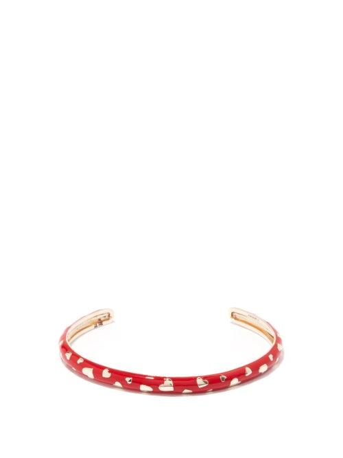 Alison Lou - Amour 14kt Gold & Enamel Cuff - Womens - Red Multi