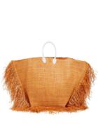 Matchesfashion.com Jacquemus - Baci Leather Handle Woven Raffia Tote Bag - Womens - Orange Multi