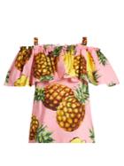 Dolce & Gabbana Pineapple-print Off-the-shoulder Cotton Top