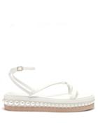 Ladies Shoes Jimmy Choo - Pine Pearl-embellished Leather Sandals - Womens - White