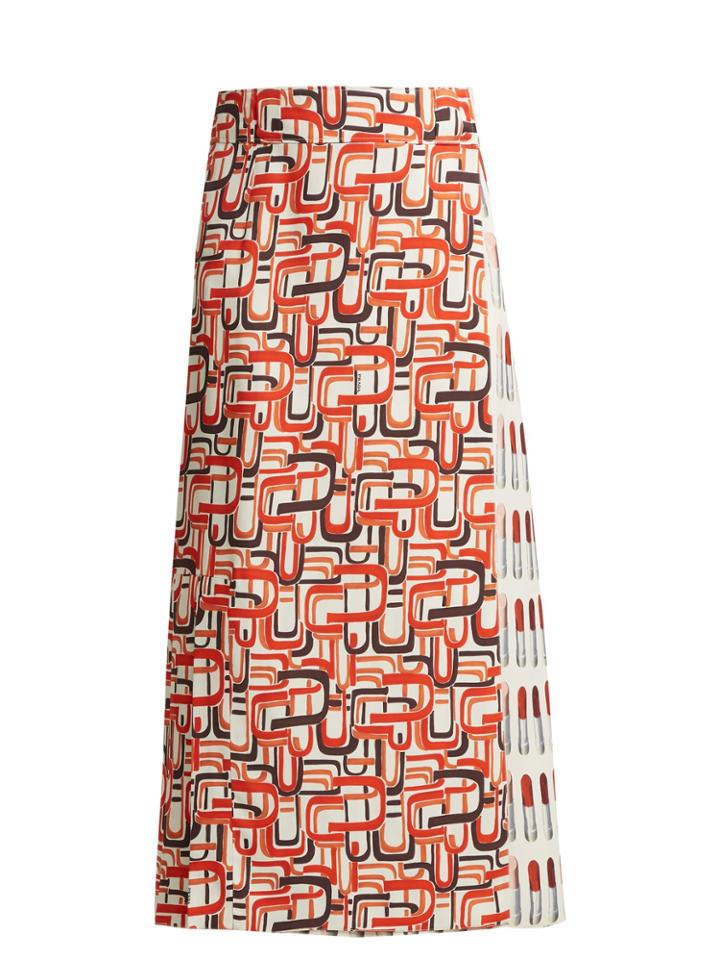 Prada Lipstick And U-print Wrap Skirt