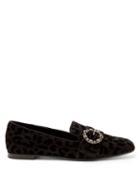 Matchesfashion.com Dolce & Gabbana - Leopard Print Crystal Buckle Loafers - Womens - Black