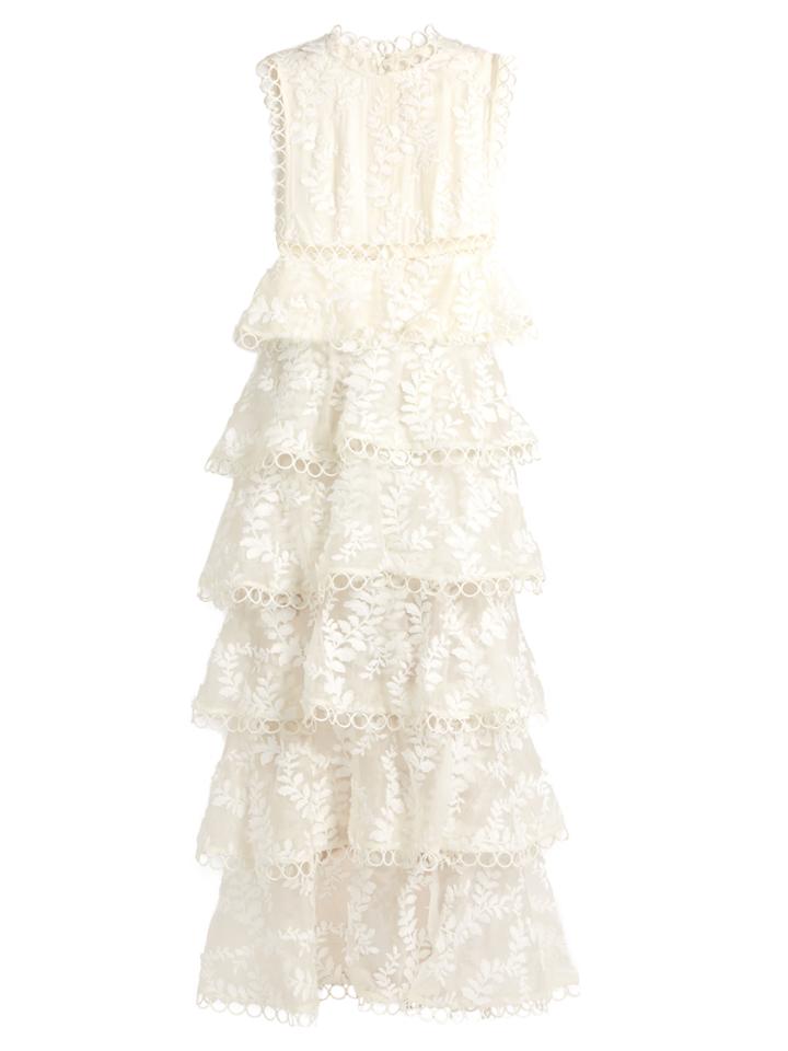 Zimmermann Winsome Tier Vine Embroidered Silk-organza Gown