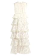 Zimmermann Winsome Tier Vine Embroidered Silk-organza Gown