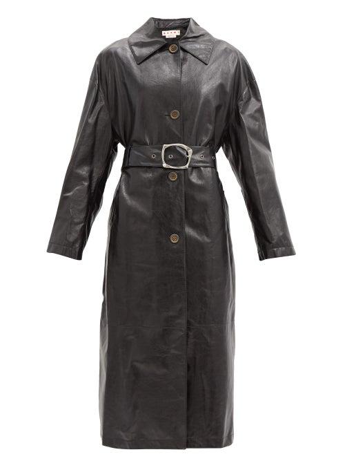 Matchesfashion.com Marni - Belted Leather Trench Coat - Womens - Black