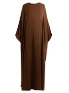 Matchesfashion.com The Row - Narelle Boat Neck Silk Dress - Womens - Brown