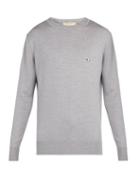 Matchesfashion.com Maison Kitsun - Crew Neck Wool Sweater - Mens - Grey
