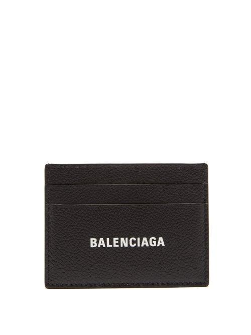 Balenciaga - Logo-print Grained-leather Cardholder - Mens - Black Multi