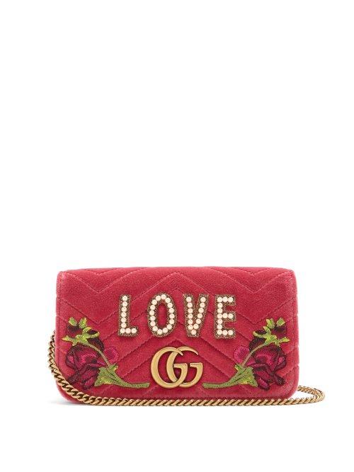 Matchesfashion.com Gucci - Gg Marmont Quilted Velvet Cross Body Bag - Womens - Pink