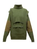 Matchesfashion.com Stella Mccartney - Roll Neck Wool Hooded Sweater - Womens - Dark Green