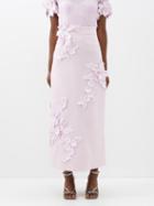 Zimmermann - High Tide Flower-appliqu Linen Midi Skirt - Womens - Lilac