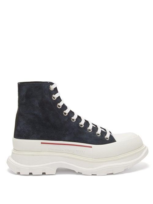 Matchesfashion.com Alexander Mcqueen - Chunky-sole High-top Suede Trainers - Mens - Navy Multi