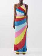 Staud - Alpes One-shoulder Lace-stitched Maxi Dress - Womens - Multi