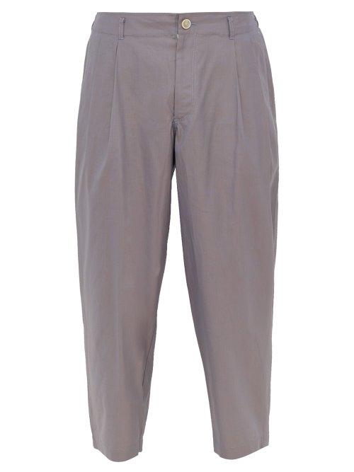 Matchesfashion.com Comme Des Garons Shirt - Reflective Tapered Cotton Trousers - Mens - Grey